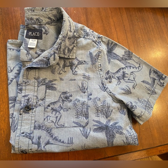 Dinosaur Button Down Shirt The Children’s Place size 10/12 - Picture 3 of 7